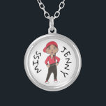 Aangepaste Hip Hop Dance Teacher Hiphop Class Zilver Vergulden Ketting<br><div class="desc">Het ontwerp kenmerkt een originele tellersillustratie van een hiphopdanser van een meisje in een rood jasje, honkbalhoed, en hiphop dans sneakers. Ideaal voor je favoriete danser, dansleraar of studio-eigenaar! Zie je niet wat je zoekt? Hulp nodig bij aanpassingen? Klik "contact deze ontwerper"om iets te hebben enkel voor u wordt gecreeerd!...</div>