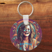 Aangepaste Hippie Boho Stay Trippy Vibes Personali Sleutelhanger (Voorkant)