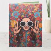 Aangepaste Hipster Bright Floral Finger Vredesbord Kaart (Voorkant)