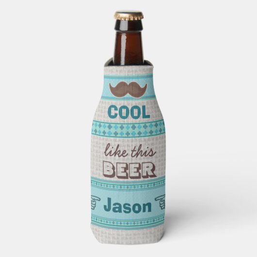 Aangepaste  Hipster Mustache Bottle Cooler (Fles Voorkant)