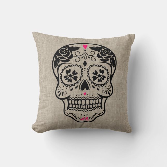 Aangepaste hipster Sugar Skull Kussen (Voorkant)