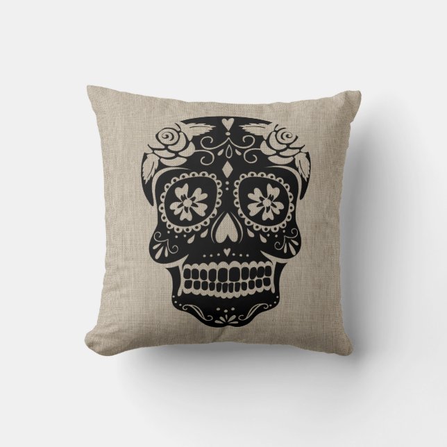Aangepaste hipster Sugar Skull Kussen (Voorkant)