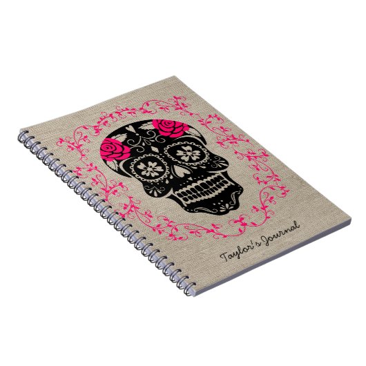 Aangepaste hipster Sugar Skull Notitieboek (Rechterzijde)