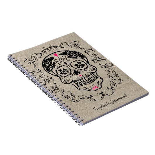 Aangepaste hipster Sugar Skull Notitieboek (Rechterzijde)