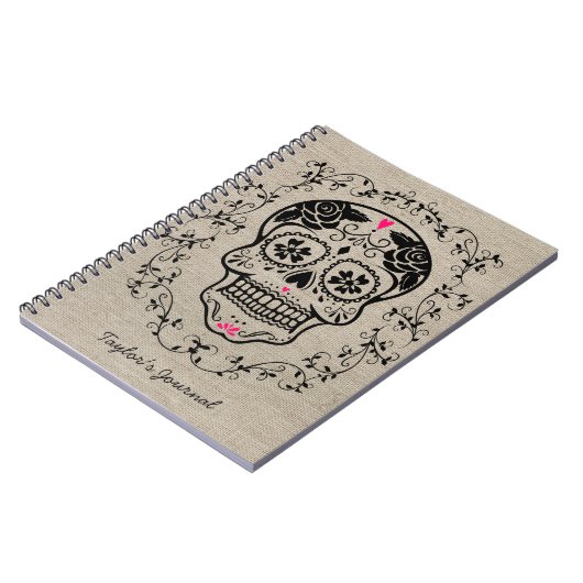 Aangepaste hipster Sugar Skull Notitieboek (Linkerzijde)
