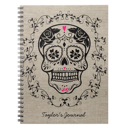 Aangepaste hipster Sugar Skull Notitieboek (Voorkant)