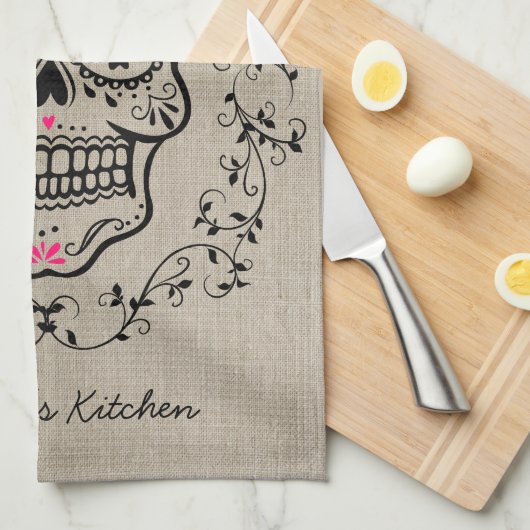 Aangepaste hipster Sugar Skull Theedoek (Quarter Fold)