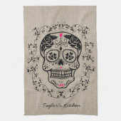Aangepaste hipster Sugar Skull Theedoek (Verticaal)