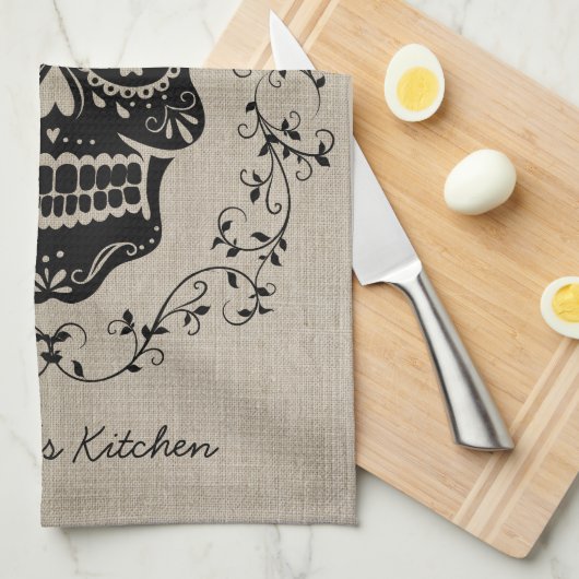 Aangepaste hipster Sugar Skull Theedoek (Quarter Fold)