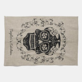 Aangepaste hipster Sugar Skull Theedoek (Horizontaal)