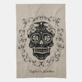 Aangepaste hipster Sugar Skull Theedoek (Verticaal)