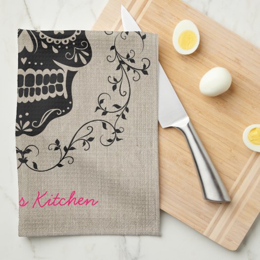 Aangepaste hipster Sugar Skull Theedoek (Quarter Fold)