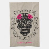 Aangepaste hipster Sugar Skull Theedoek (Verticaal)