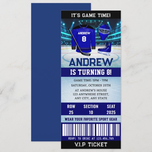 Aangepaste Hockey Game Ticket Verjaardag Decoratie Kaart (Voorkant / Achterkant)