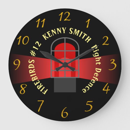 Aangepaste Hockey-klok met JOUW NAAM Grote Klok (Voorkant)