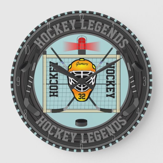 Aangepaste Hockey Legends Clock Grote Klok (Voorkant)