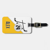 Aangepaste Hockey Naam Nummer Team Bag Label Geel Bagagelabel (Voorkant horizontaal)