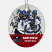 Aangepaste Hockey Photo Player-naam, team en numme Keramisch Ornament (Links)