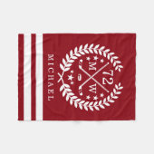 Aangepaste Hockey Player All Star Deep Red Fleece Deken (Voorkant (Horizontaal))