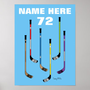Aangepaste Hockey Player Name Hockey Sticks Poster