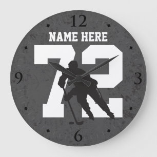 Aangepaste Hockey Player Name Number Dark Grey Grote Klok