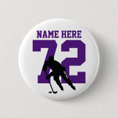 Aangepaste Hockey Player Name Number Paars Ronde Button 5,7 Cm (Voorkant)