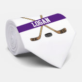 Aangepaste Hockey Player Name Number Paars Stropdas (Opgerold)