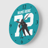 Aangepaste Hockey Player Name Number Shark Blauwgr Grote Klok (Hoek)