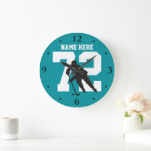 Aangepaste Hockey Player Name Number Shark Blauwgr Grote Klok (Huis)