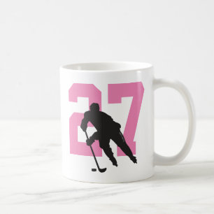 Aangepaste hockey Player Number roze Koffiemok