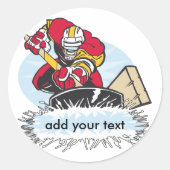 Aangepaste Hockey Player Ronde Sticker (Voorkant)