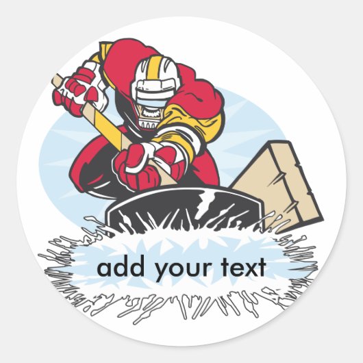 Aangepaste Hockey Player Ronde Sticker (Voorkant)