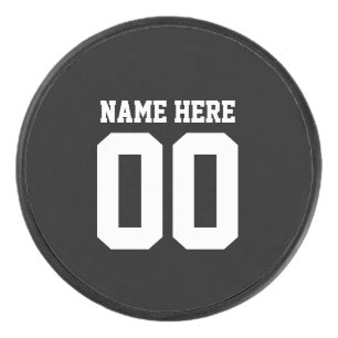 Aangepaste hockey puck met jersey nummer en naam