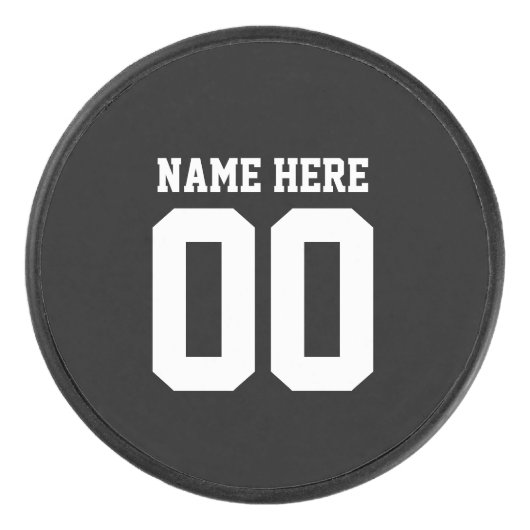 Aangepaste hockey puck met jersey nummer en naam (Voorkant)