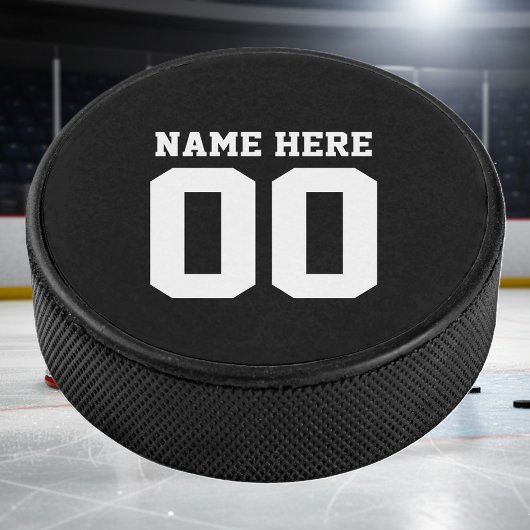 Aangepaste hockey puck met jersey nummer en naam