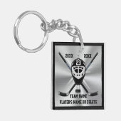 Aangepaste Hockey-Sleutelhangers met drie tekstvak Sleutelhanger (Voorkant Links)