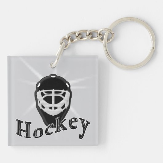 Aangepaste Hockey-Sleutelhangers met drie tekstvak Sleutelhanger (Achterkant)