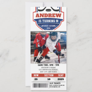 Aangepaste Hockey Ticket Verjaardagsfeest met Foto Kaart