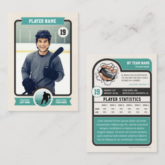 Aangepaste Hockey Trading Kaart,  speler Kaart Contactkaartje (Voorkant / Achterkant)