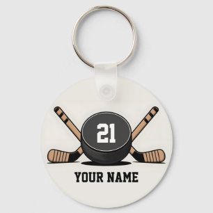 Aangepaste Hockeypuck en -Sticks Sleutelhanger