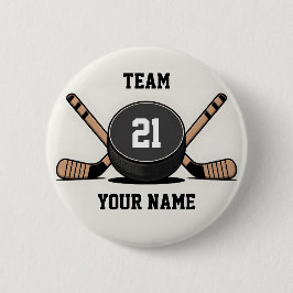 Aangepaste Hockeypuck en Sticks Sleutelhanger Ronde Button 5,7 Cm