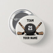 Aangepaste Hockeypuck en Sticks Sleutelhanger Ronde Button 5,7 Cm (Voorkant /achterkant)