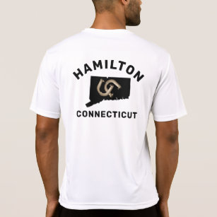 Aangepaste Hoefijzer Pitching Connecticut Map T-shirt