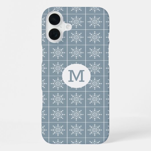 Aangepaste hoesjes voor Snowflake Pattern monogram iPhone Hoesje (Achterkant)