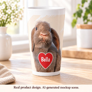 Aangepaste Holland Lop Konijn Foto Naam Cadeau Latte Mok