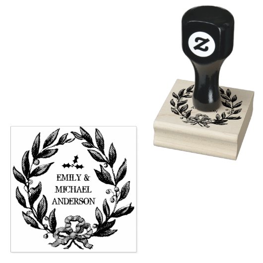 Aangepaste  Holly Berries kranszegel Rubberstempel (Gestempeld)