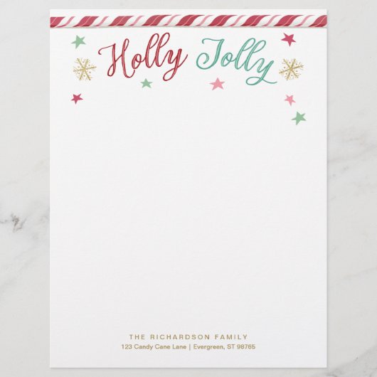 Aangepaste Holly Jolly Christmas Letterhead Briefhoofd (Voorkant)