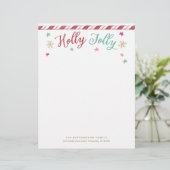 Aangepaste Holly Jolly Christmas Letterhead Briefhoofd (Staand voorkant)