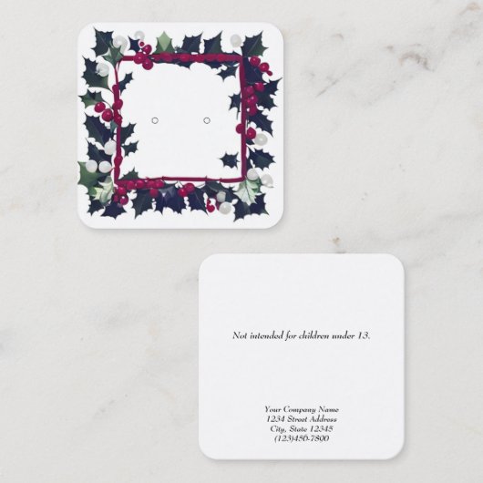 Aangepaste  Holly Lijst Oorbel Display Kaarten Contactkaartje (Voorkant / Achterkant)