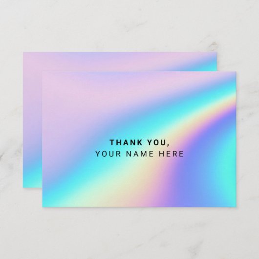 Aangepaste holografische eenvoudige bedankt kaart (Voorkant / Achterkant)